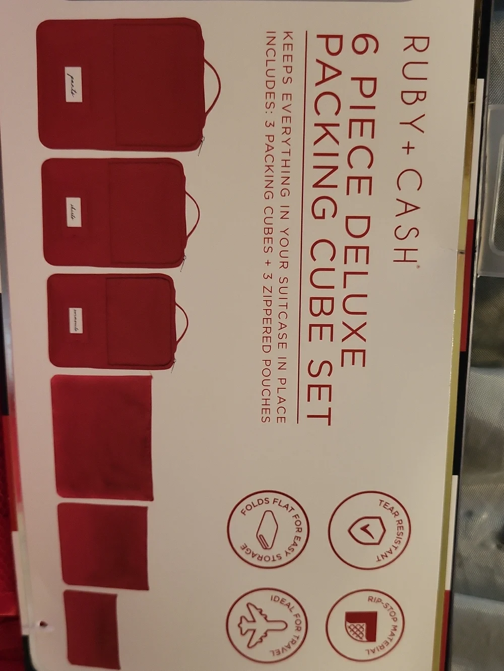 RUBY + CASH Red 6-Piece Deluxe Packing Cube Set Rt Ls